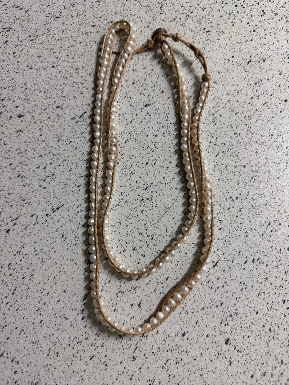 Victoria Emerson Leather Cord Pearl Crystal Wrap Necklace